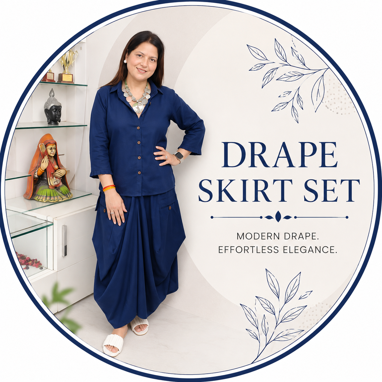 Drape skirt set