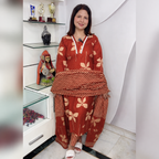 Cotton Printed Suit Set with Full-Length Dupatta