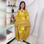 Cotton Printed Suit Set with Full-Length Dupatta