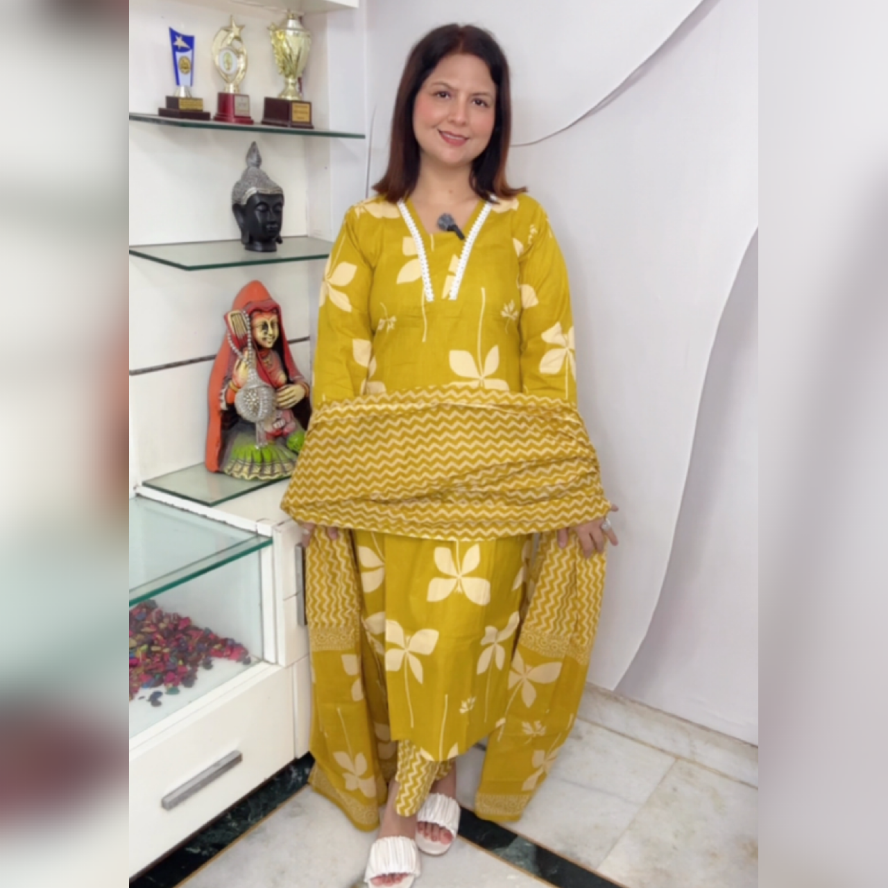 Cotton Printed Suit Set with Full-Length Dupatta