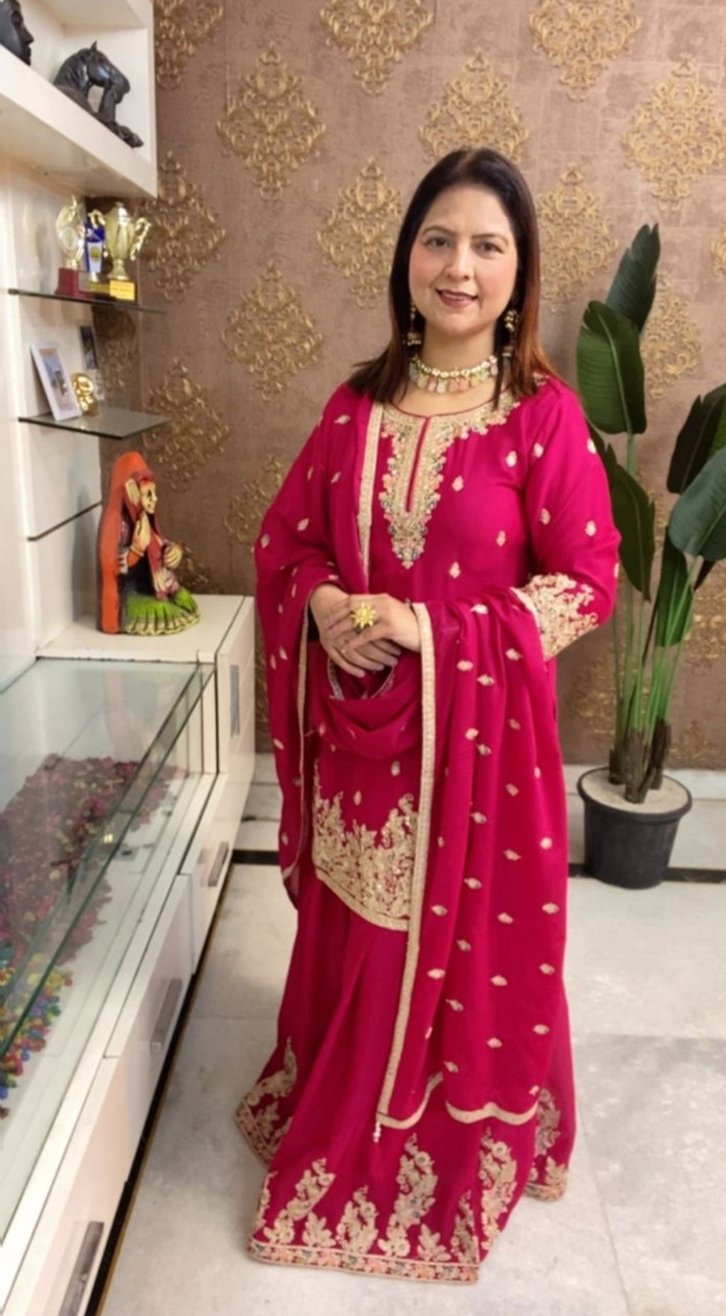 Party Wear Chinon Sharara Set