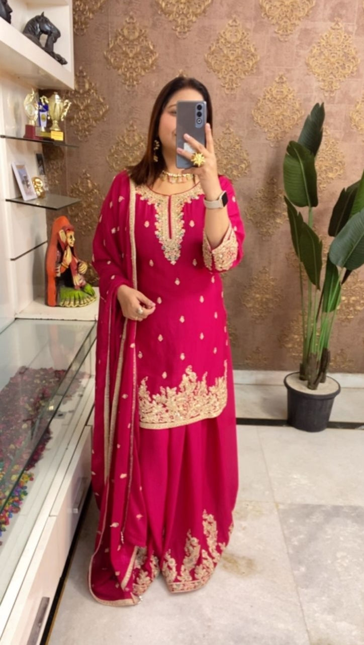 Party Wear Chinon Sharara Set