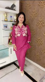 Embroidered Cord Set in Flex Cotton