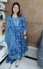 Pure Cotton Anarkali Three‑Piece Suit Set