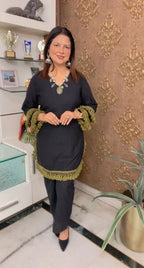 Elegant Pure Cotton Chikankari Co-ord Set with Tassel Detailing