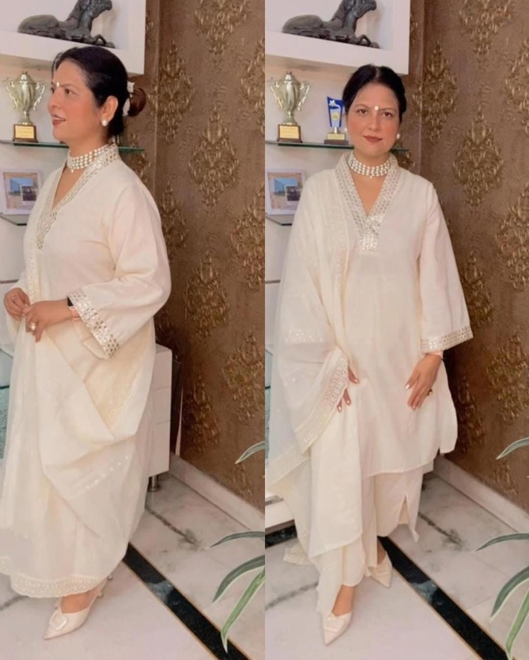 Chandani Co-ord Set with Dupatta in Flex Cotton & Mirror Work