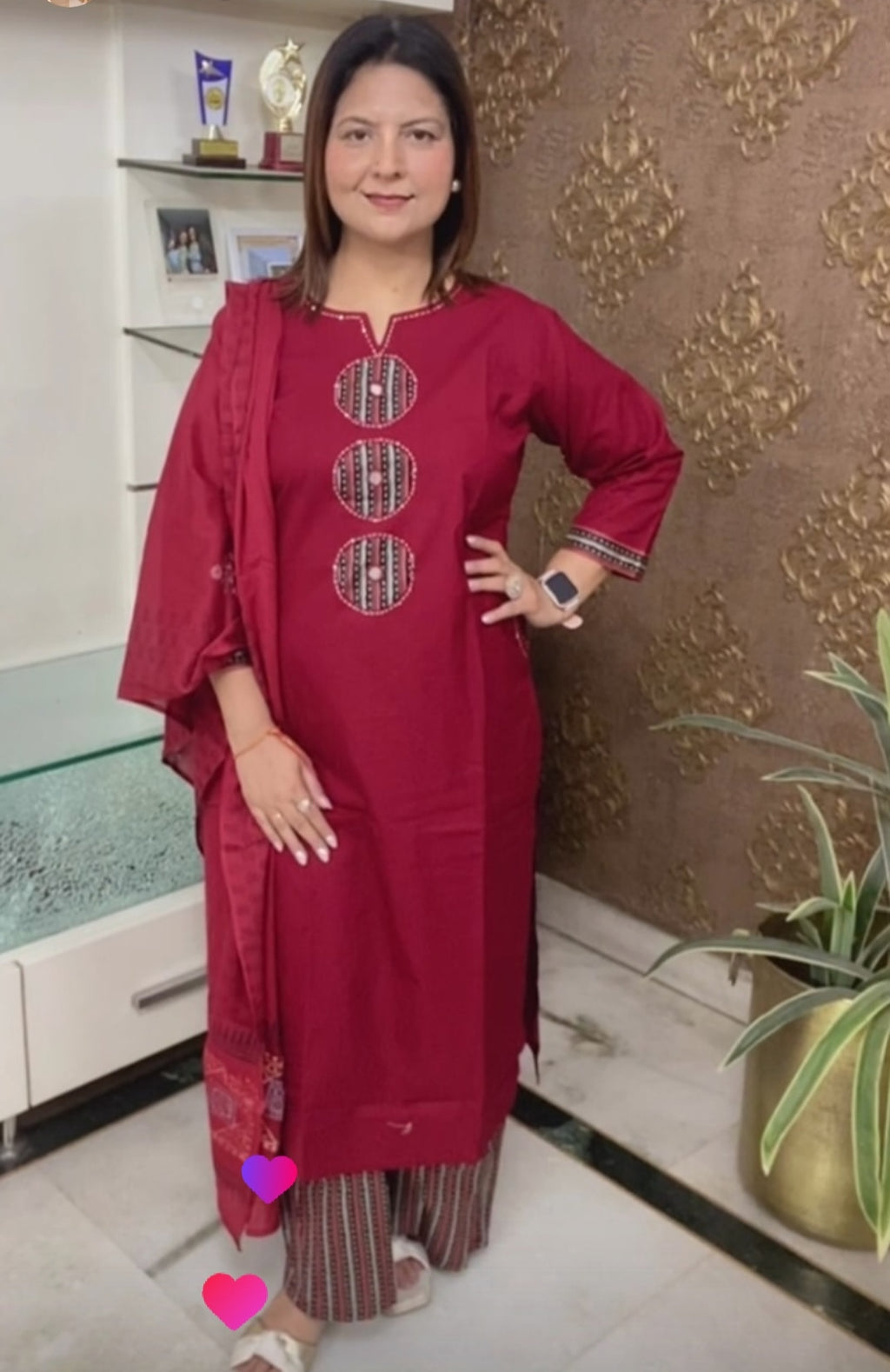 Pure Cotton Kanta Work Suit Set with Dupatta