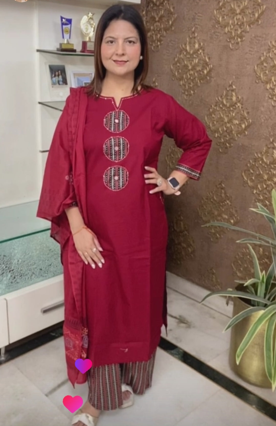 Pure Cotton Kanta Work Suit Set with Dupatta