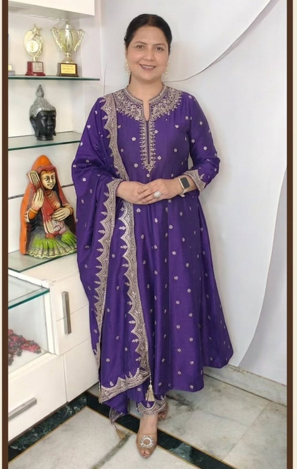 Premium Party Wear Anarkali Suit Set with Handwork & Embroidered Dupatta