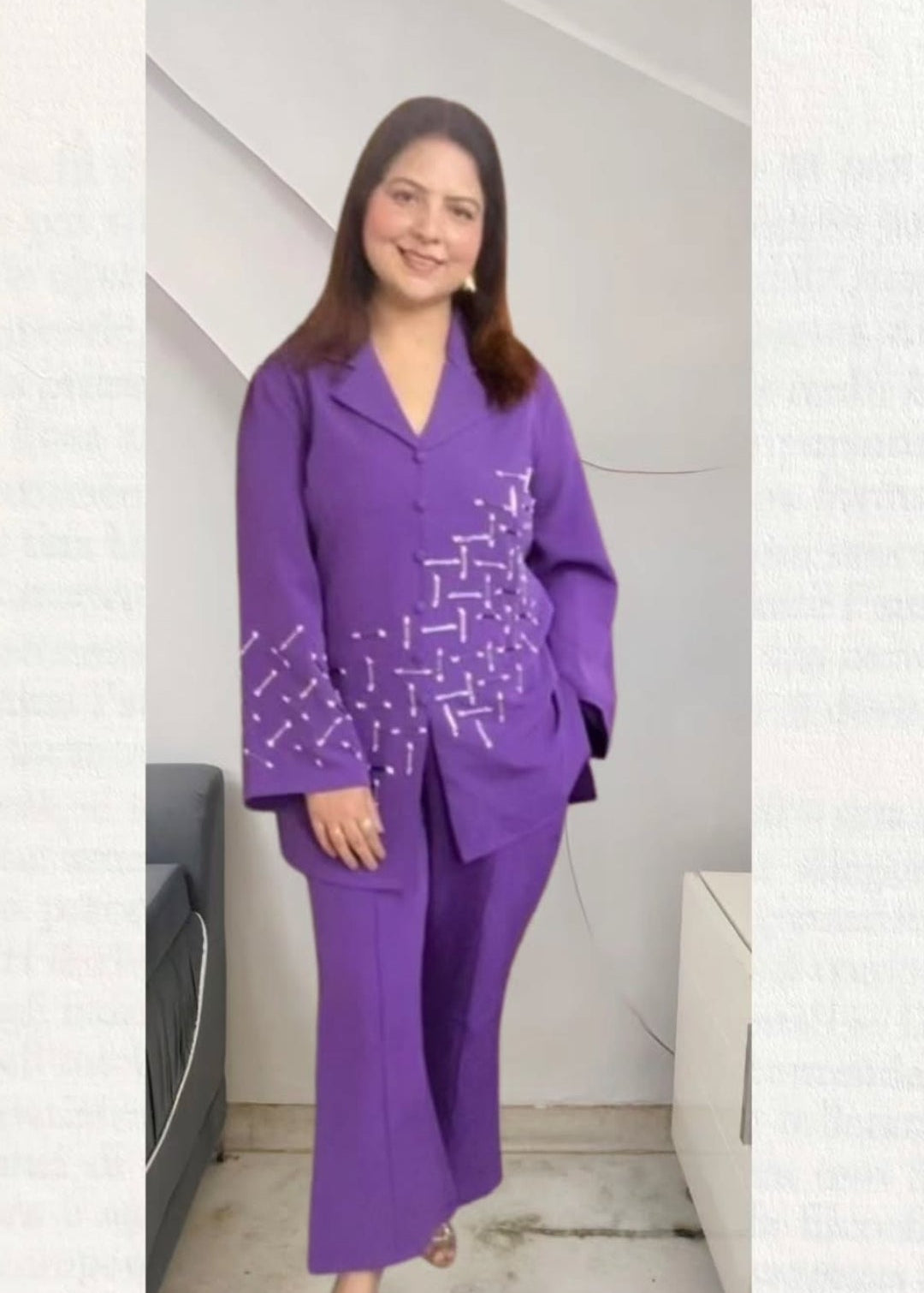 Stylish Indo-Western Handworked Coat Set with Bell Bottom Pants