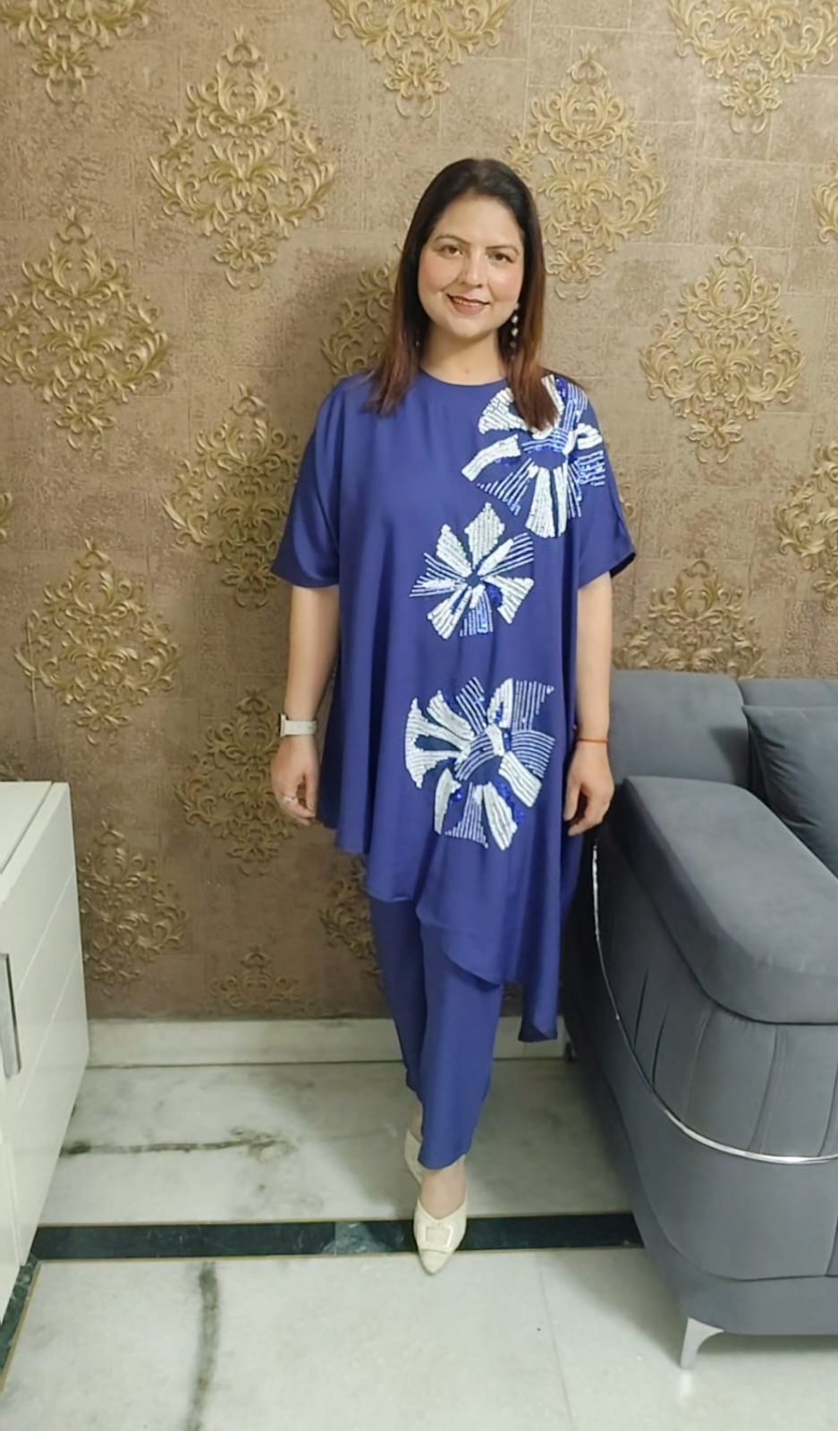 Sequenced Poncho Two-Piece Dress